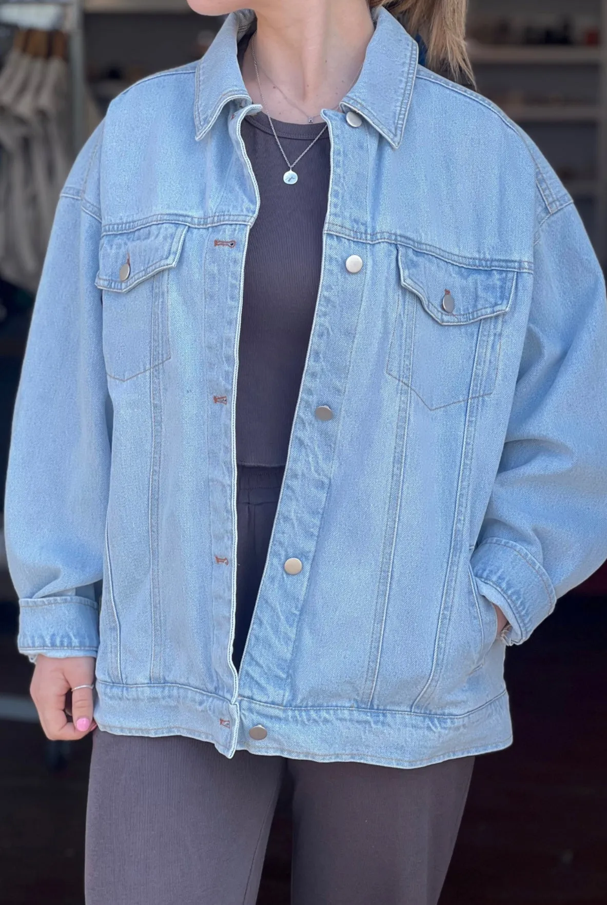 Oversized Washed Denim Jacket