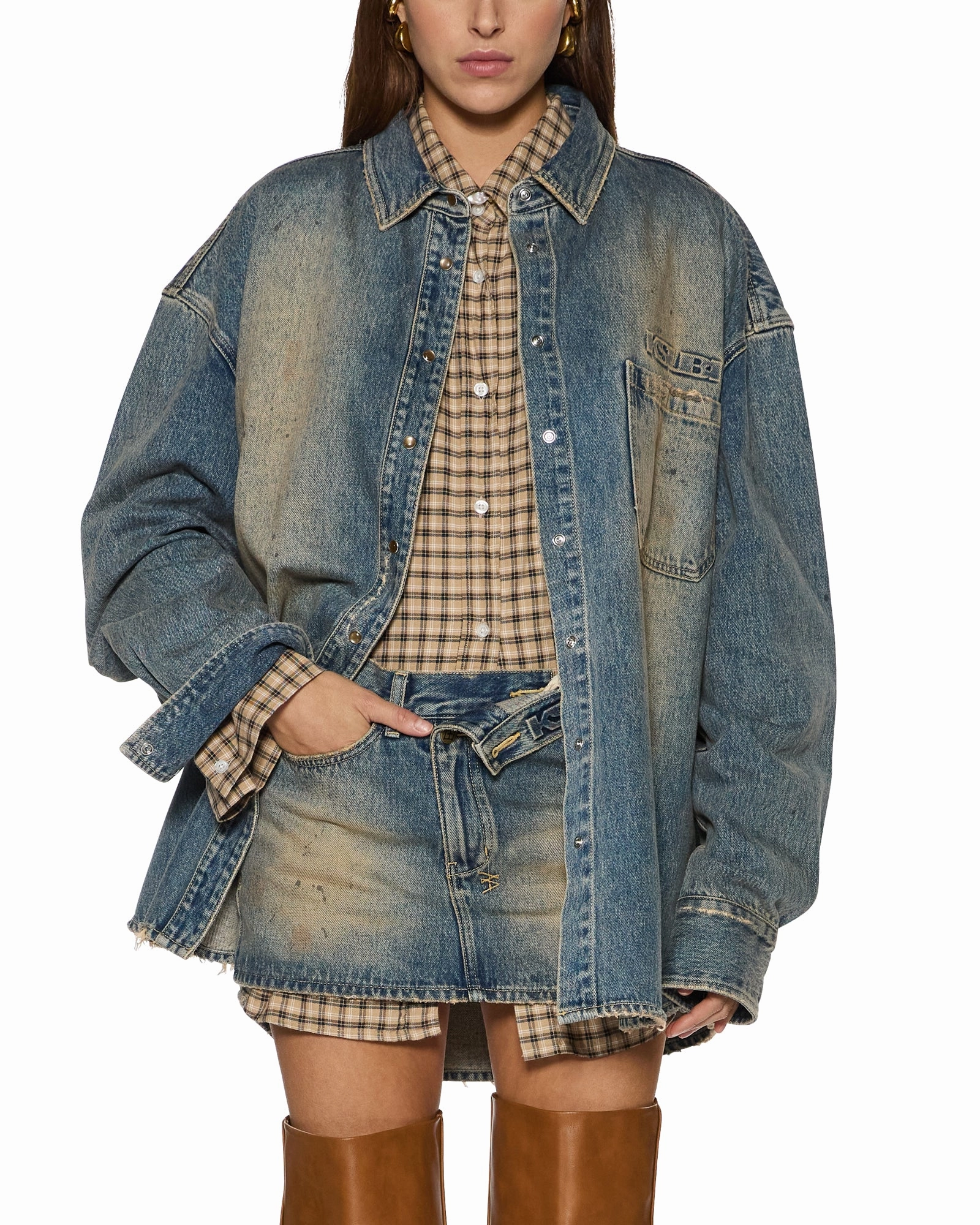 OVERSIZED LS SHIRT DUNE Stretchy Top Garment Washed