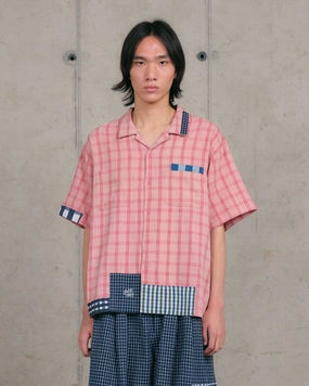 PA Shirt SS - Pink Picnic Handloom Work Appropriate Sustainable Manufacturing Process