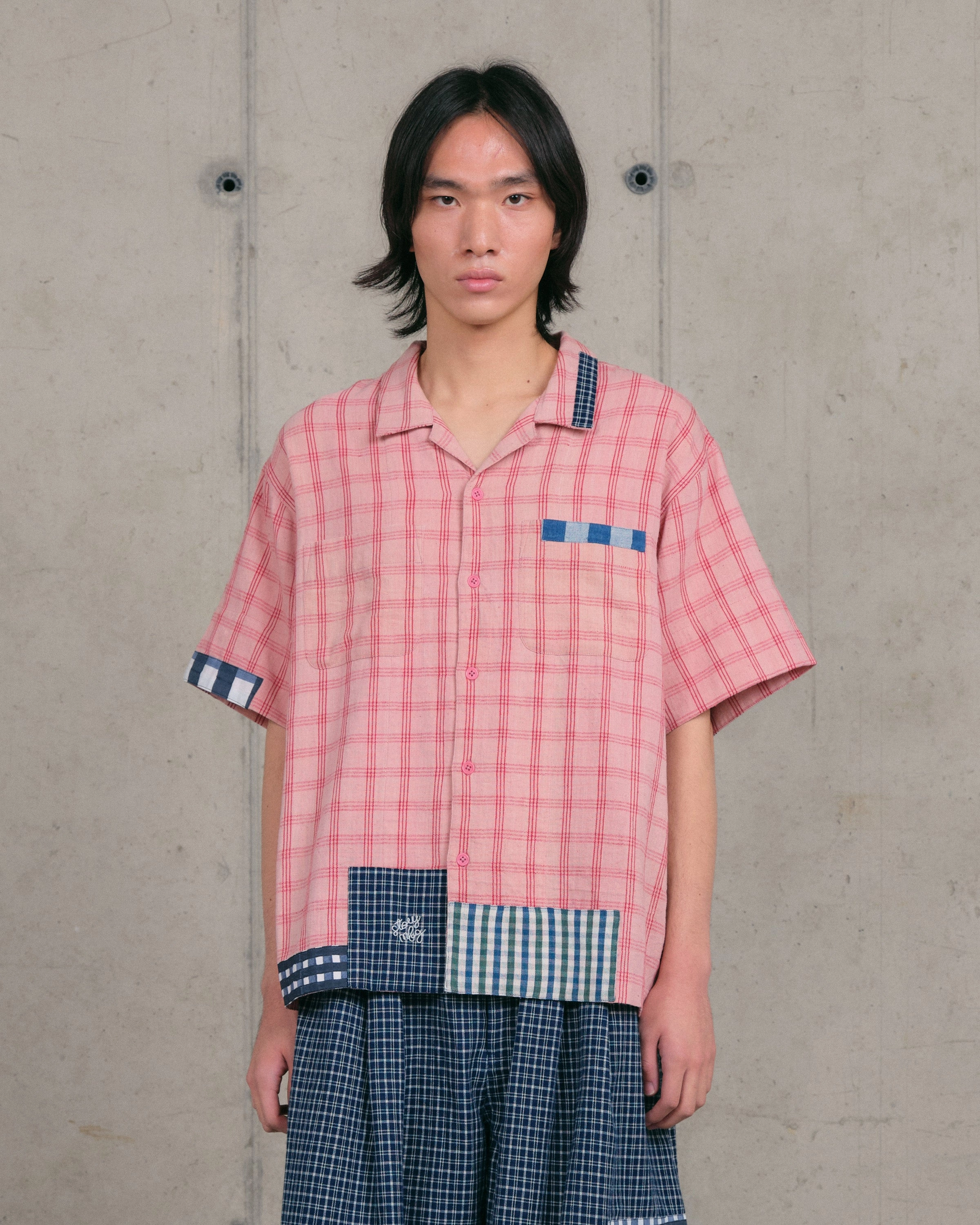 PA Shirt SS - Pink Picnic Handloom Work Appropriate Sustainable Manufacturing Process