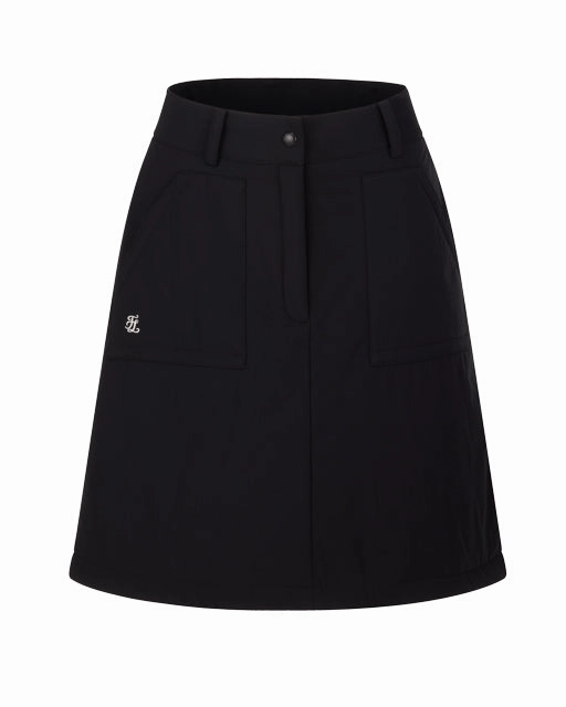 Easy Layers Crisp Finish Padded flare Mid Length skirt -Black