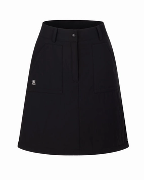 Easy Layers Crisp Finish Padded flare Mid Length skirt -Black