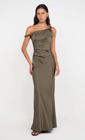 Modern Waist Design Elegant evening wear LUNETTA TWIST STRAP DRESS - DARK WILLOW