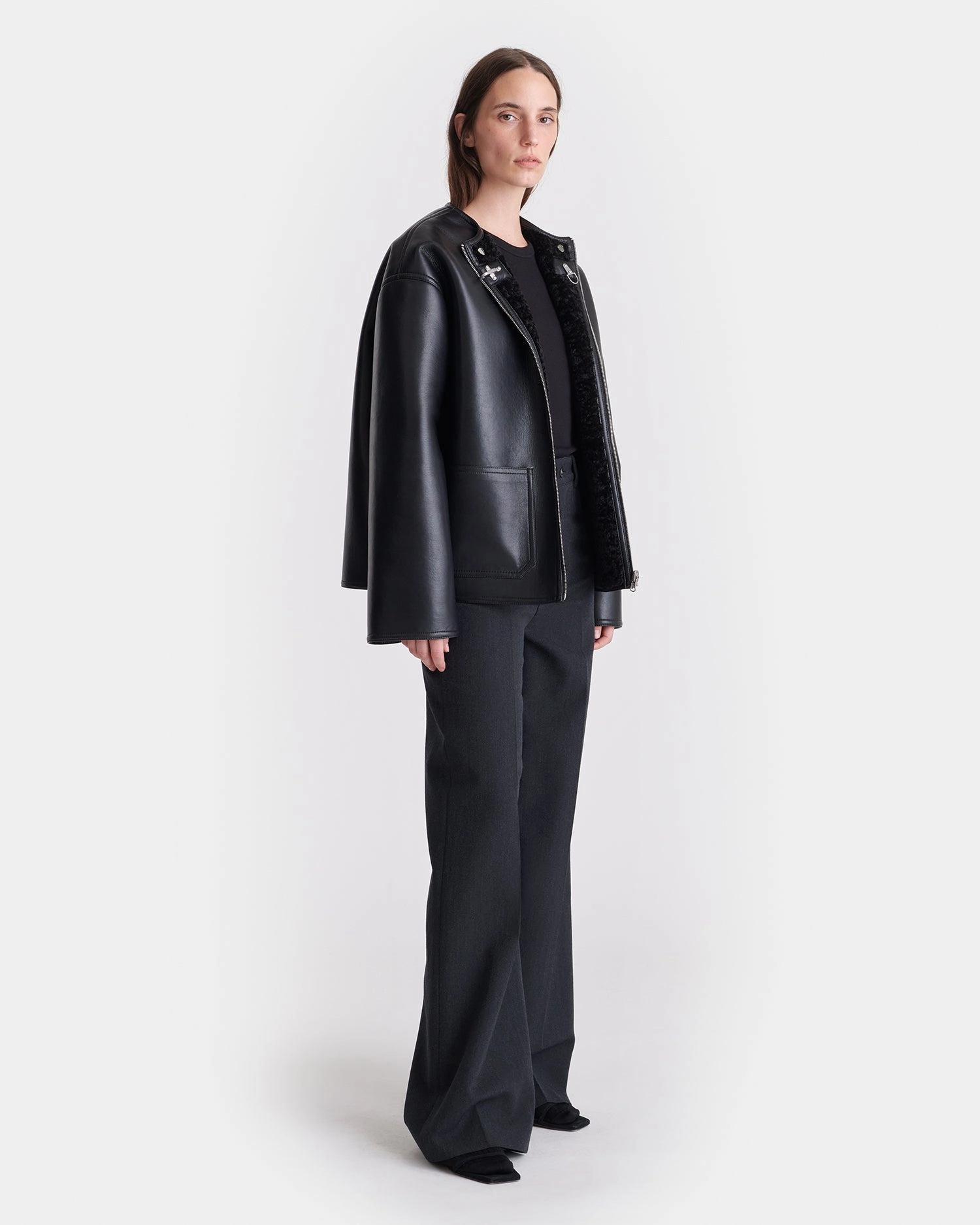 OdorResistantLining Panka - Reversible Bonded Shearling Jacket - Black/Black