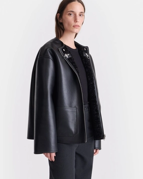 Panka - Reversible Bonded Shearling Jacket - Black/Black Taped Neckline Handbag