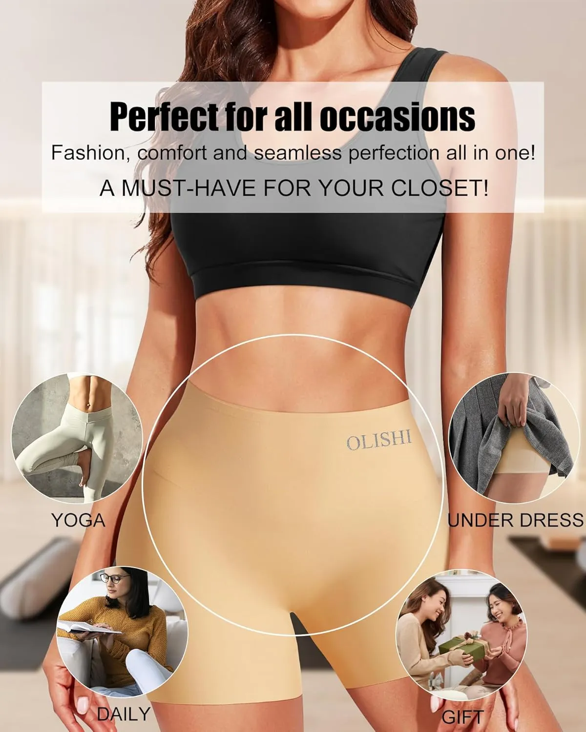Panties Underwear for Women Boxer Briefs Boy Shorts Seamless High Waisted 3 Packs