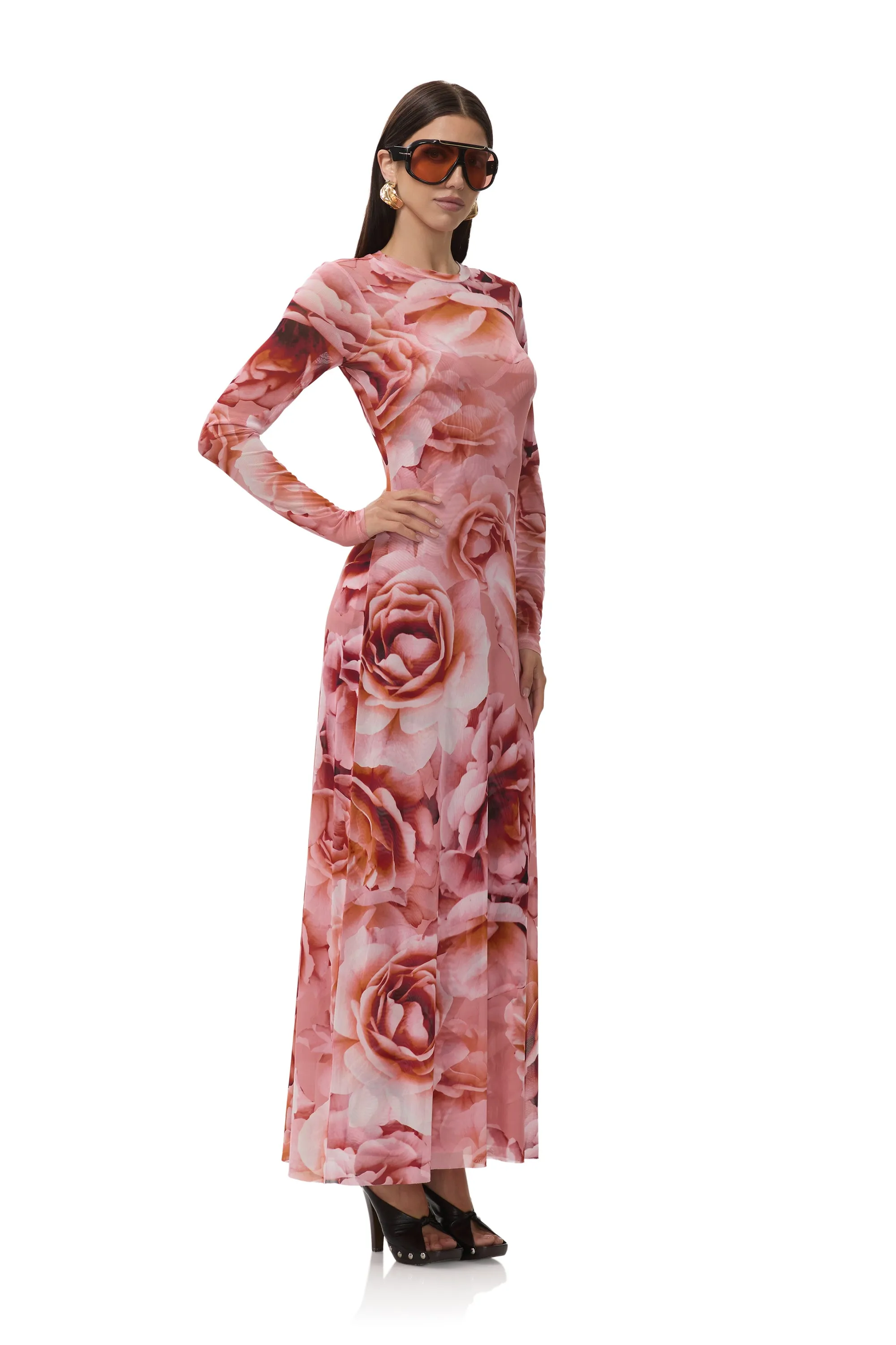 All-season Paola Dress - Peach Roses