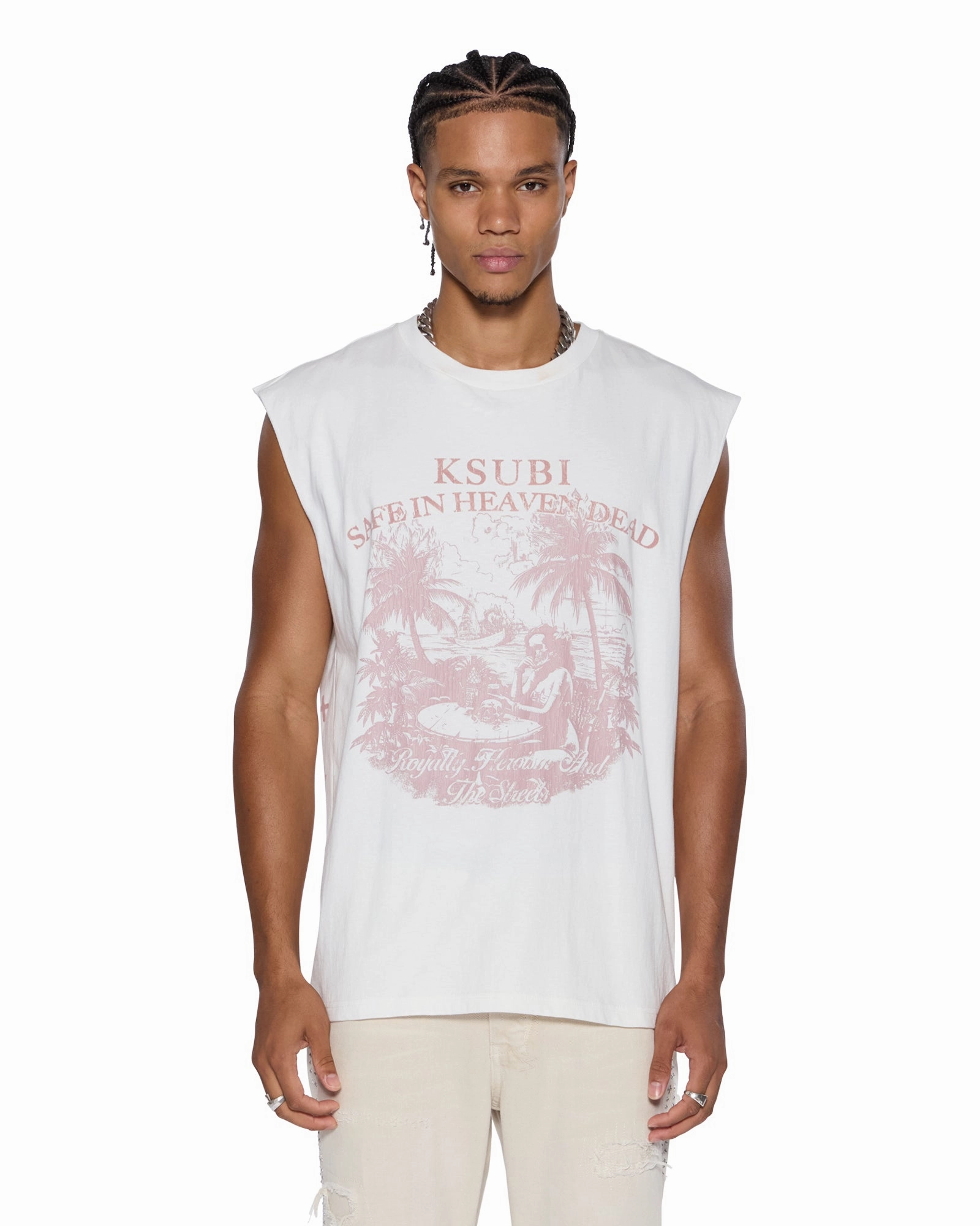 PARADISO CUT OFF TEE VINTAGE WHITE Microfiber Blend Casual Layers