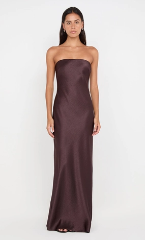 AUSTEN STRAPLESS MAXI DRESS - DARK CHOCOLATE Cool Finish Bold Movement