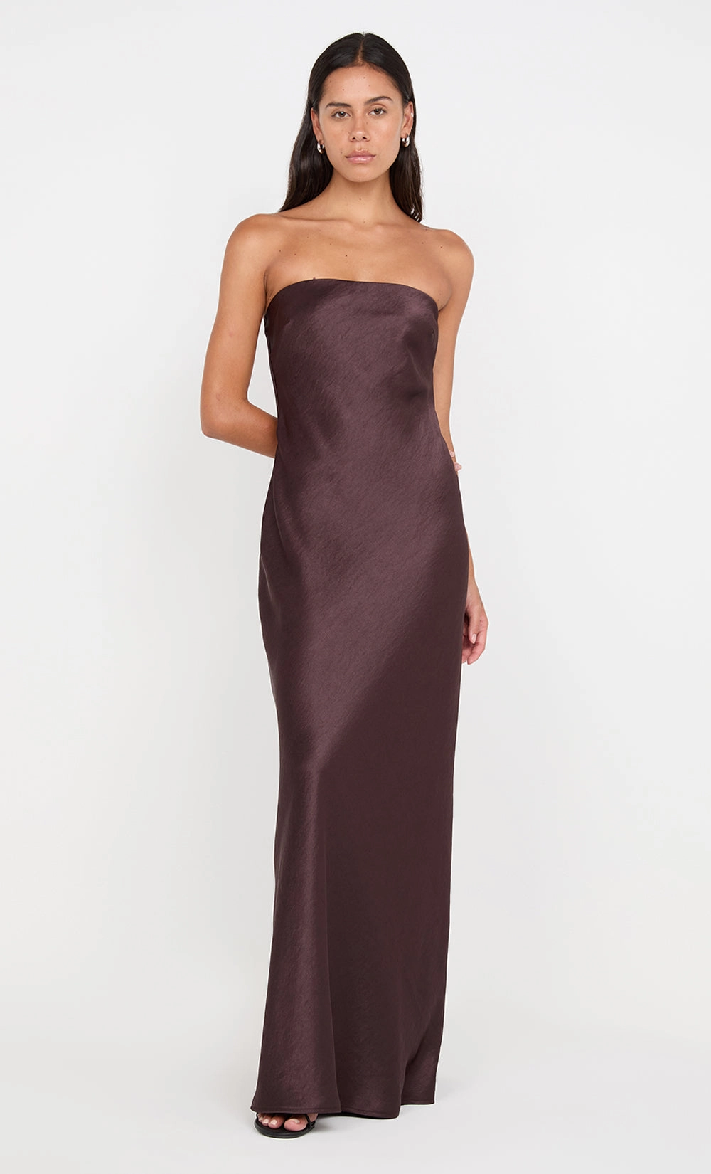 AUSTEN STRAPLESS MAXI DRESS - DARK CHOCOLATE Knot-Detail Relaxed Mood