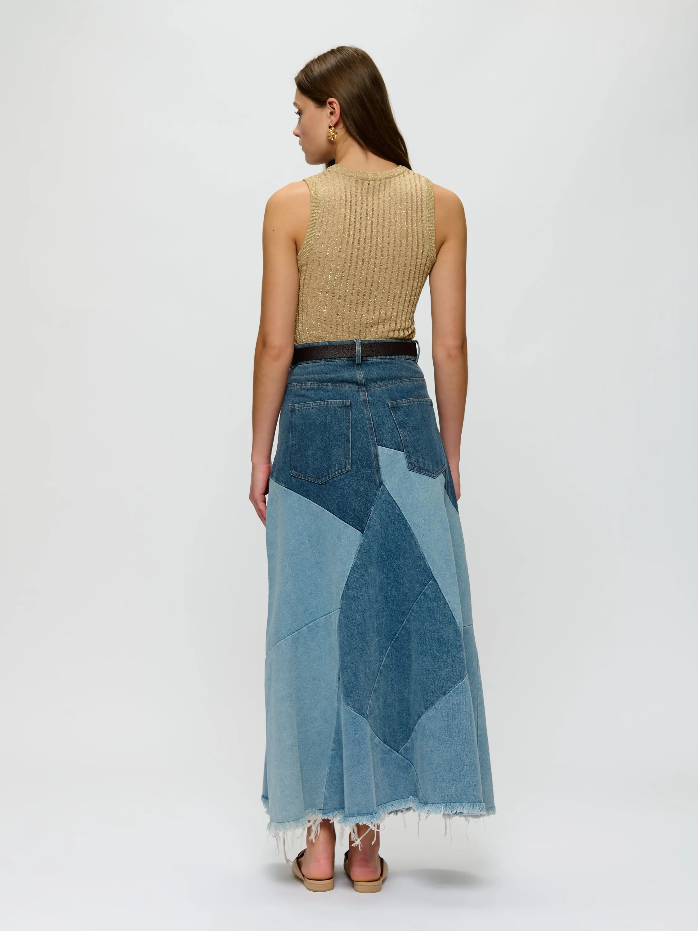 Patchwork Denim Skirt