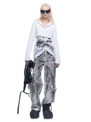 Patchwork Drawstring Layered Design Top
