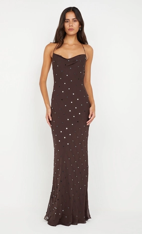 ARIELLE SLIP MAXI DRESS - DARK CHOCOLATE Light and Breezy Calm Aesthetic