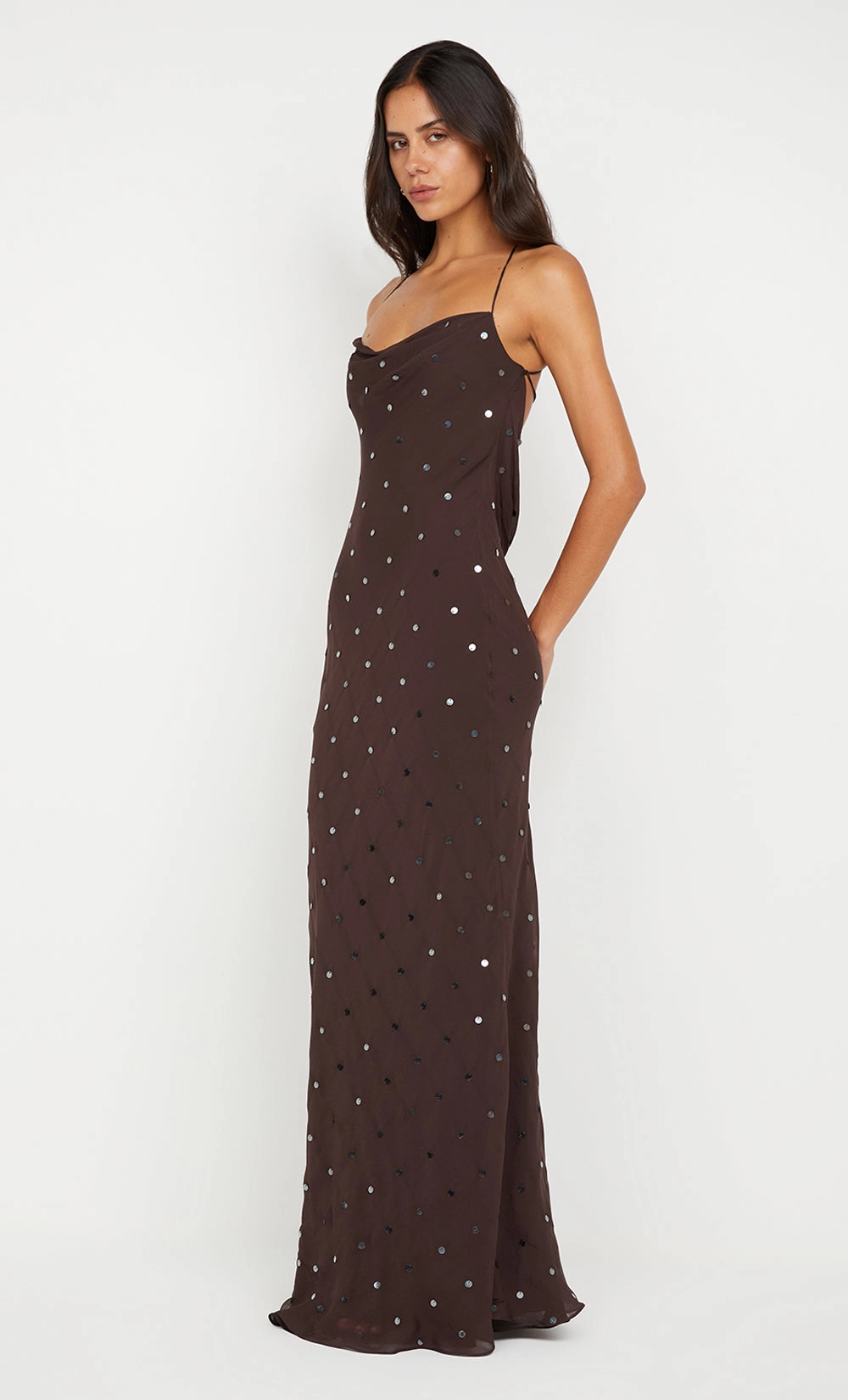 Modern Silhouette ARIELLE SLIP MAXI DRESS - DARK CHOCOLATE