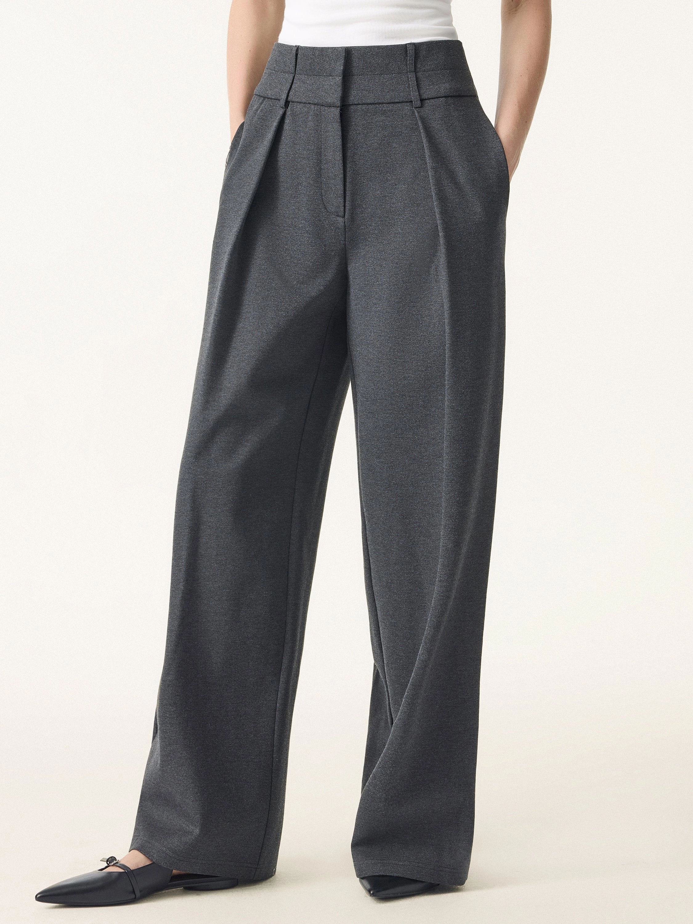 Fit For Movement Stretchy High Rise Cropped Wide Leg Pants with Pockets