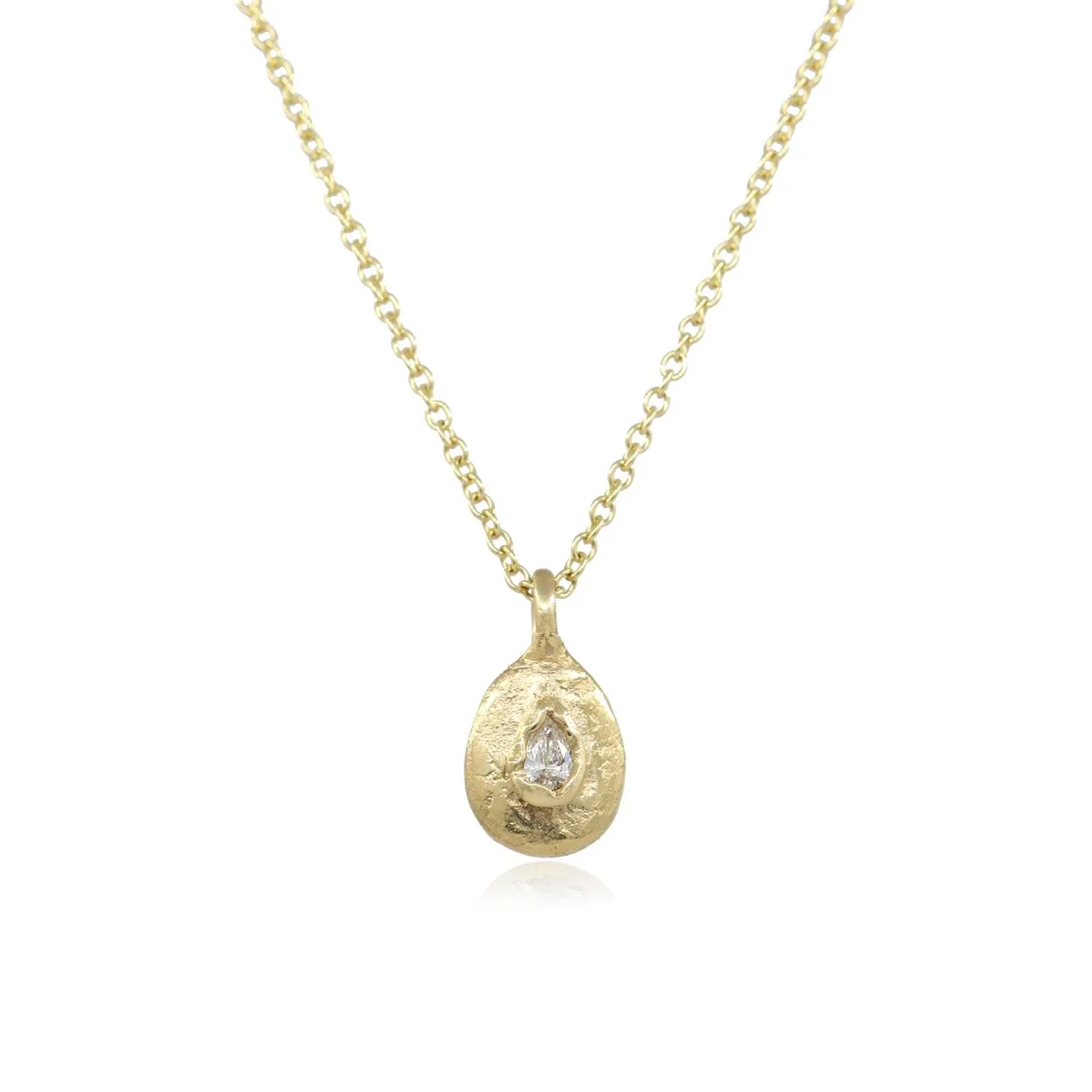 Pear Cut Diamond Gold Pendant Necklace