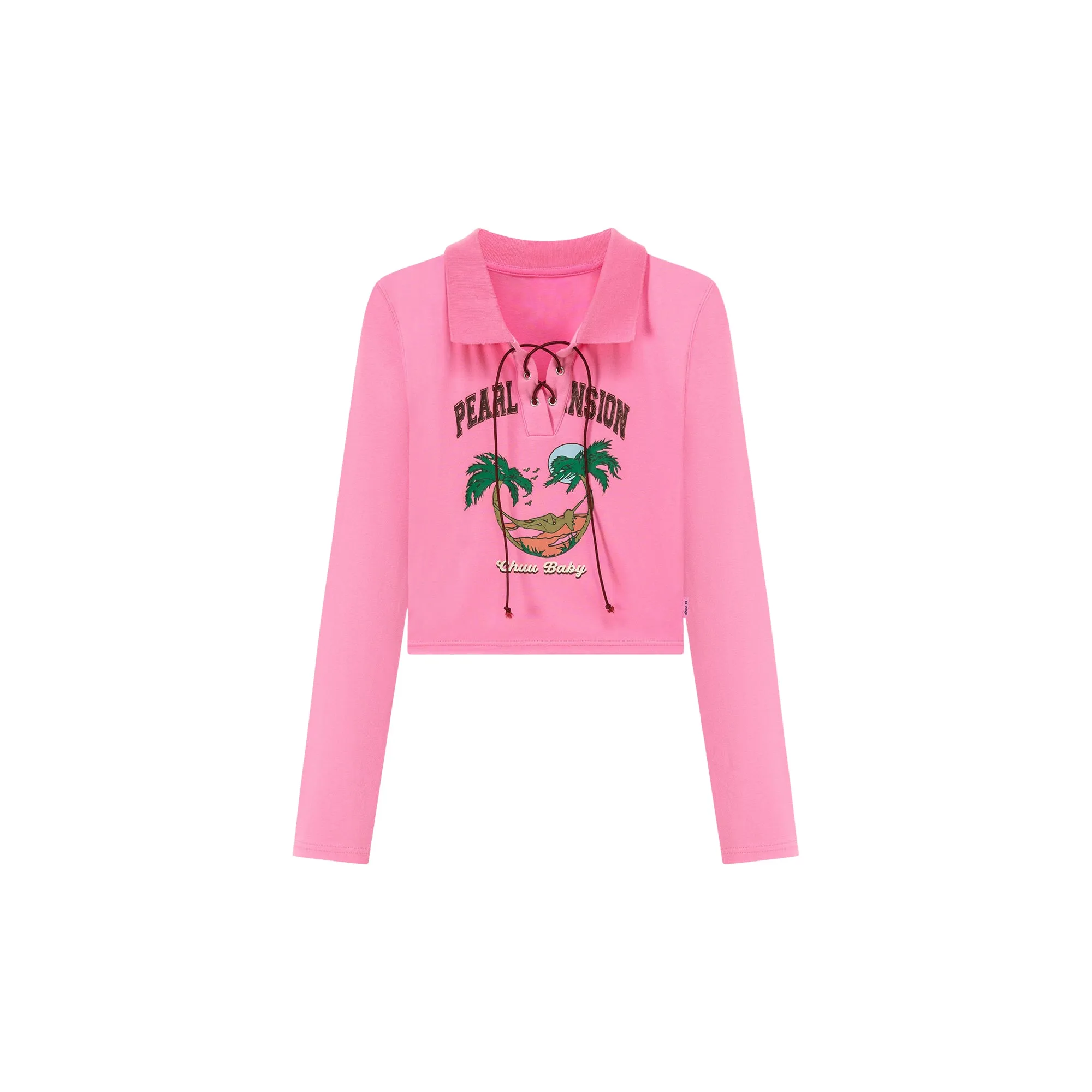 Pearl Mansion Polo Neck Cropped T-Shirt