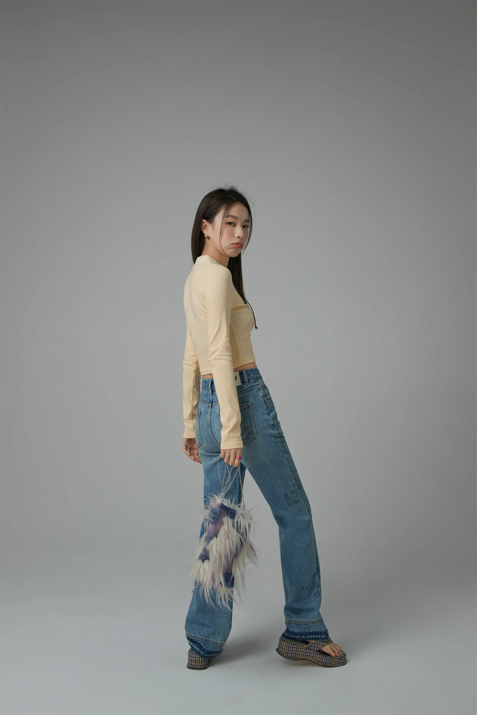Pearl Mansion Polo Neck Cropped T-Shirt
