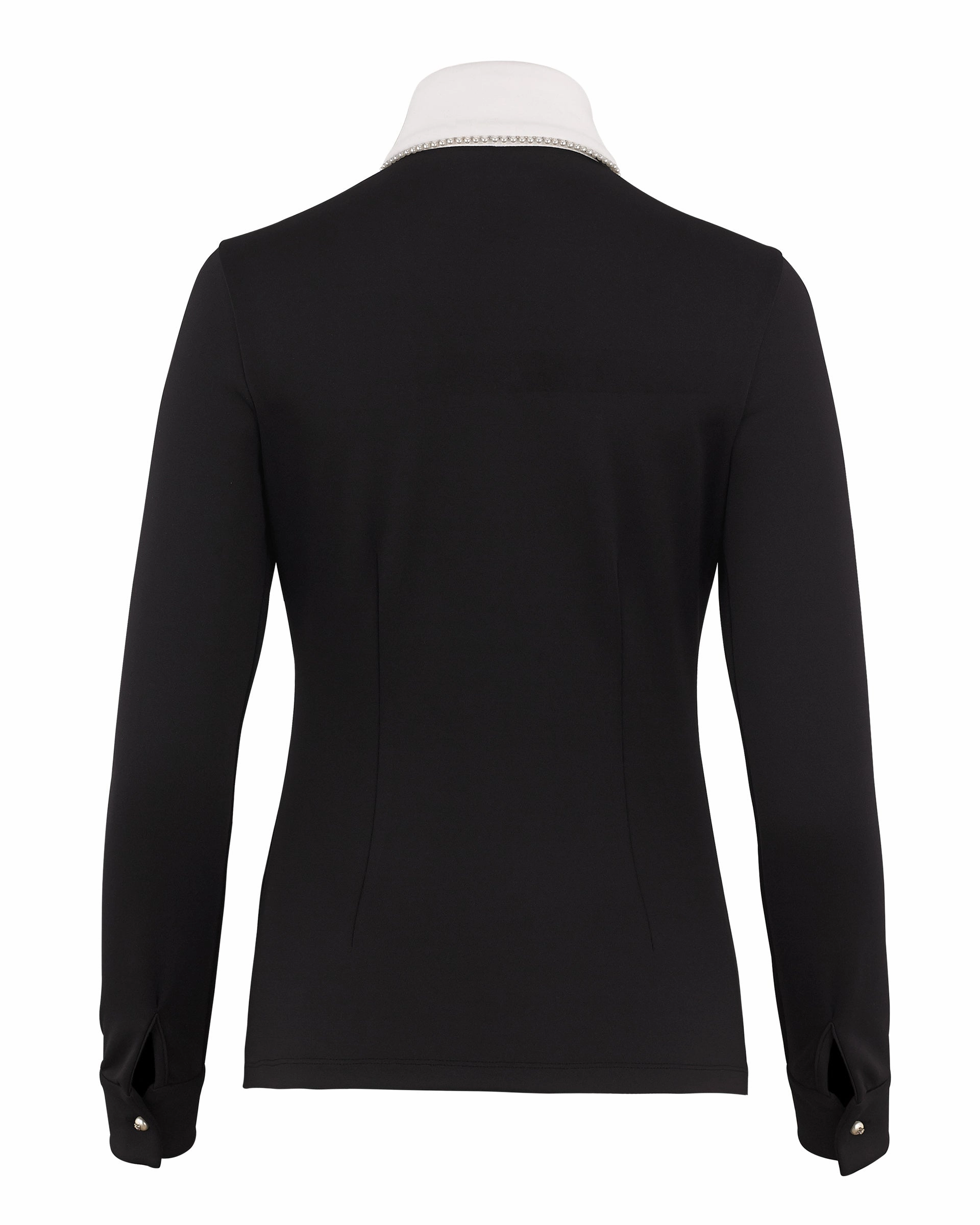 TumbleDryFriendlyMaterial Pearl collar t-shirt with scarf - Black