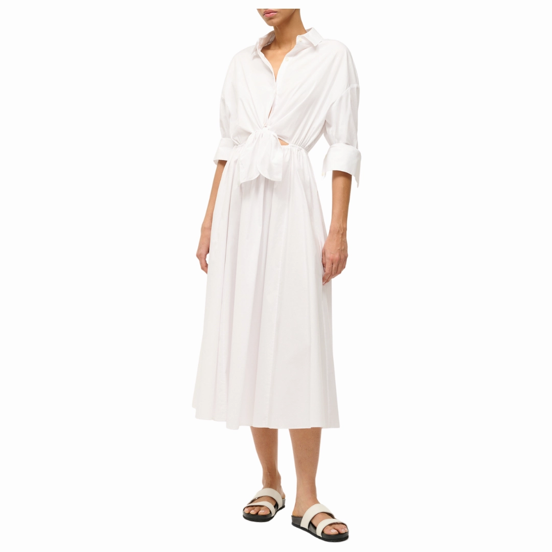 Lisa Tie Front Midi Dress Sleek Outline Dreamy Simplicity
