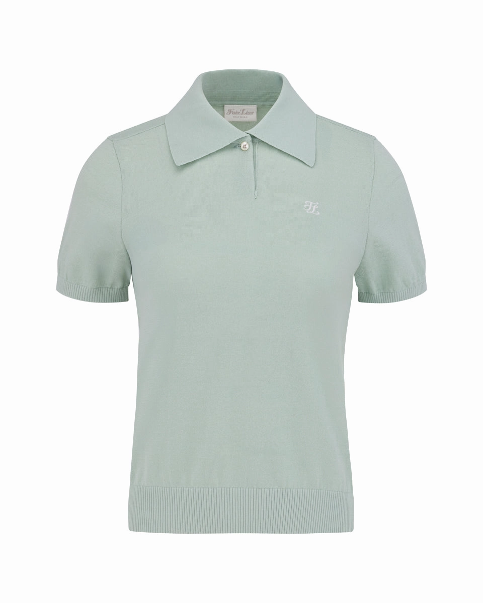 Drop Shoulder Design Four Way Stretch Fabric Pearl point short sleeve knit - Mint