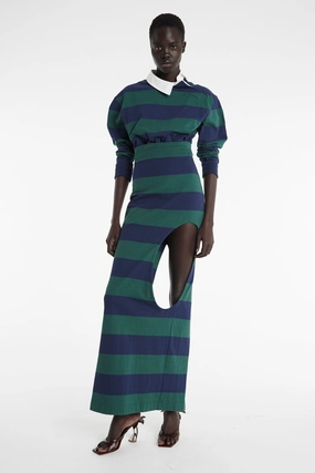 FlexFoamInserts Pencil Skirt With Cut Out Emerald Green Navy