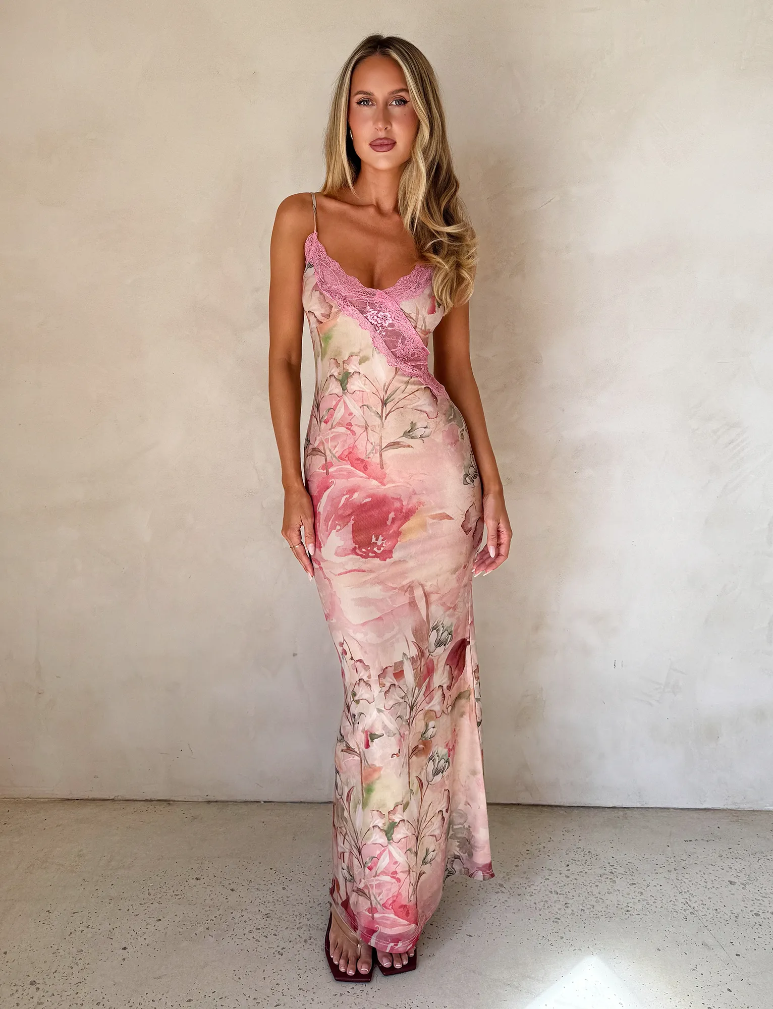 Natural Layers Front Ruffle LYRE MAXI DRESS - WATERCOLOUR FLORAL
