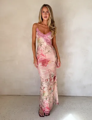 Natural Layers Front Ruffle LYRE MAXI DRESS - WATERCOLOUR FLORAL