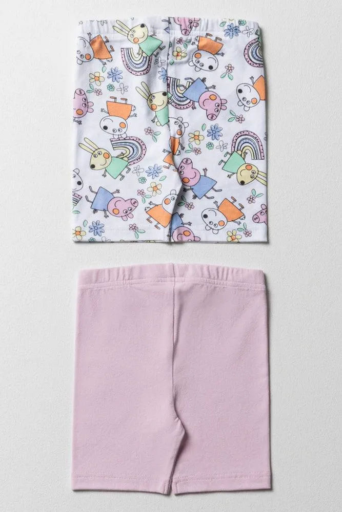 Peppa Pig 2 Pack Cycling Shorts Pink
