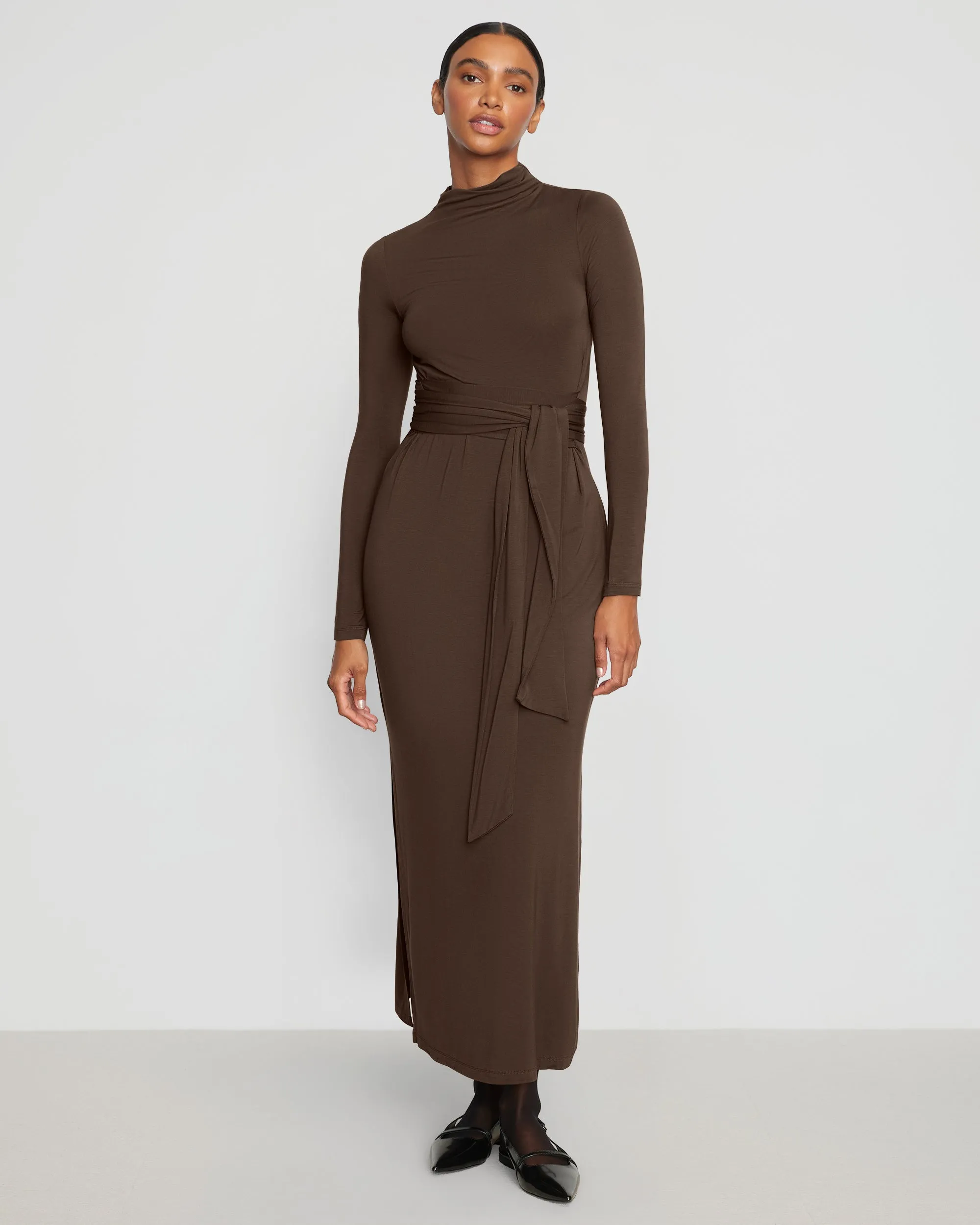 Polished Form Love Glow Vero Tie-Front Long-Sleeve Dress