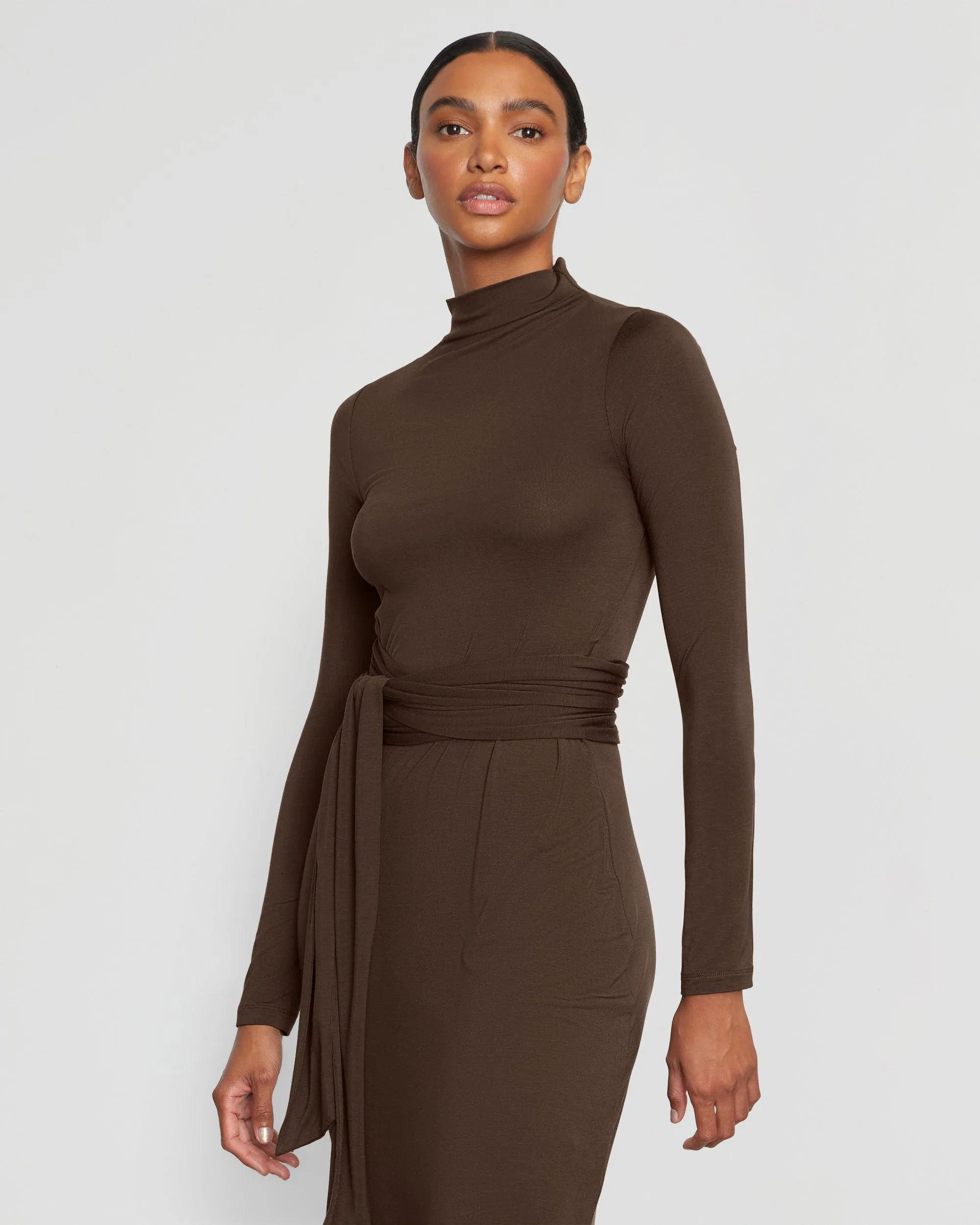 Vero Tie-Front Long-Sleeve Dress Brunch Fit Lace Soft