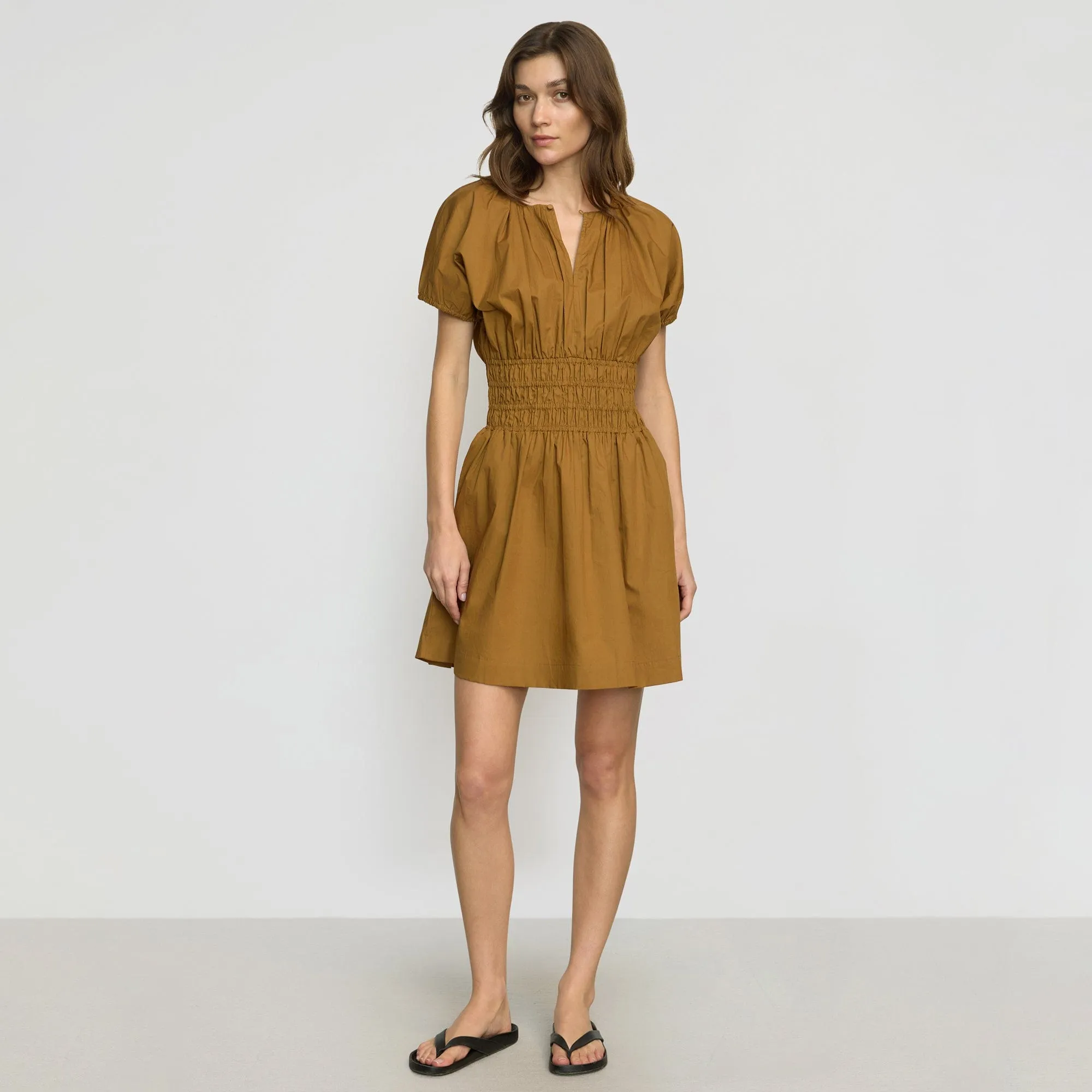 Vibrant patterned dress Night Party Kaci Cinched-Waist Organic Cotton Dress