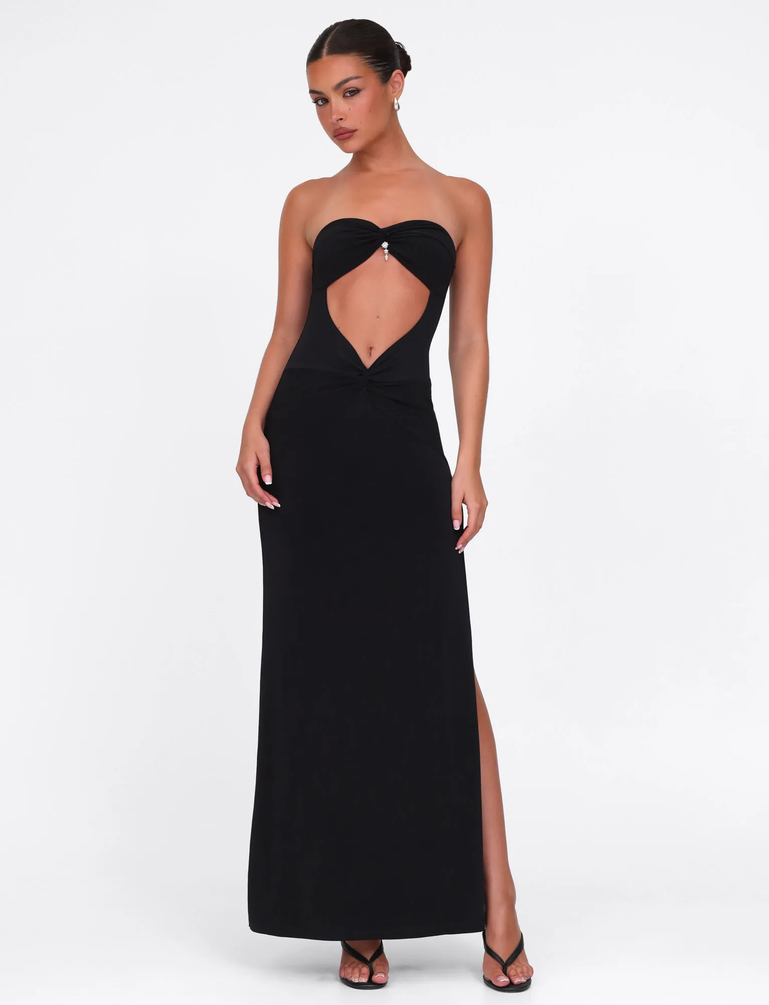 Chilly Comfort Elegant Detail GRAZIA DRESS - BLACK