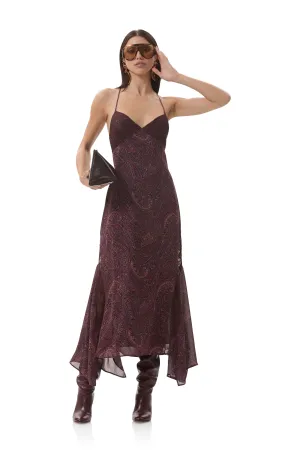 Christina Dress - Chocolate Paisley Day Fit One-Shoulder