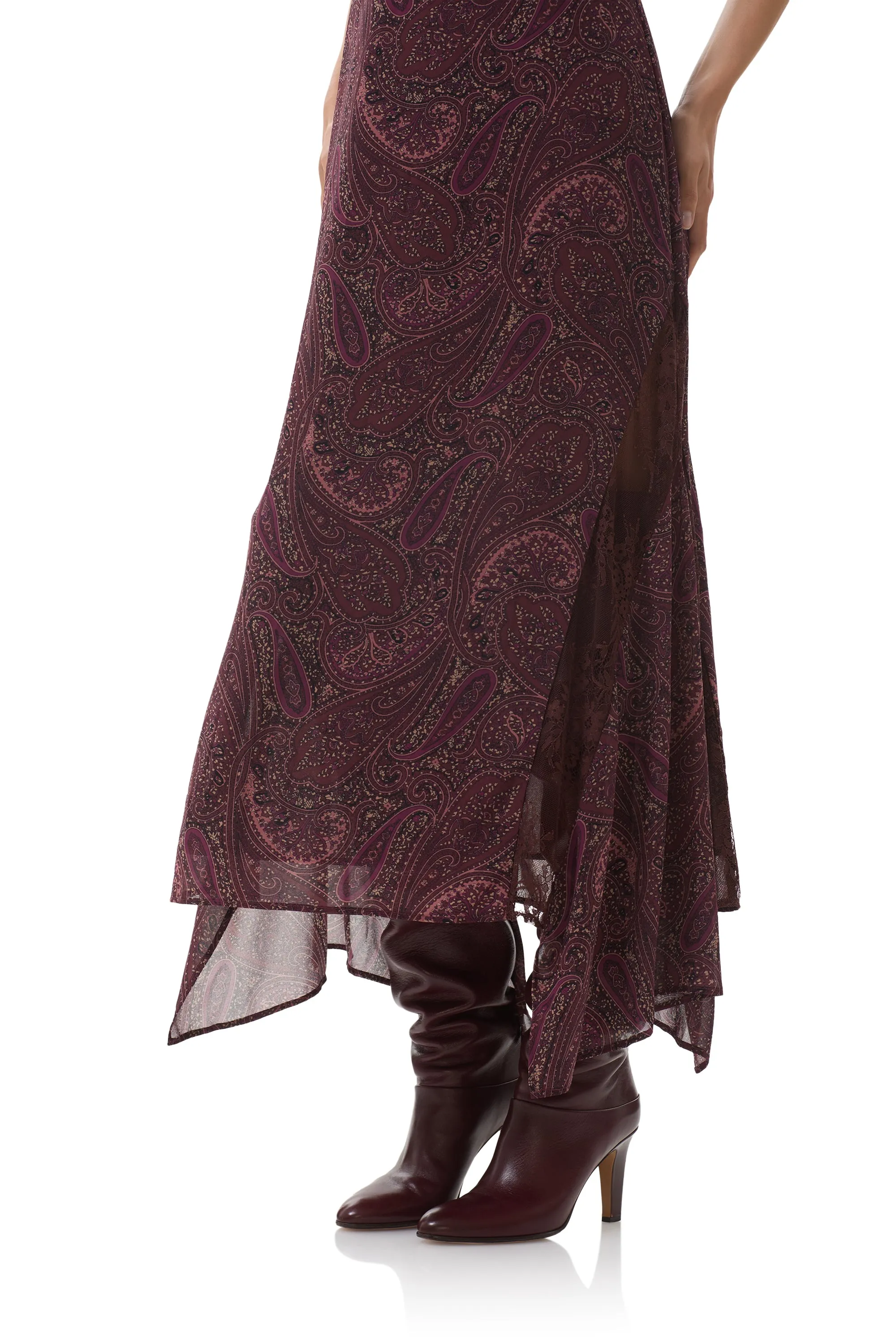 Refined Cut Sheer Element Christina Dress - Chocolate Paisley