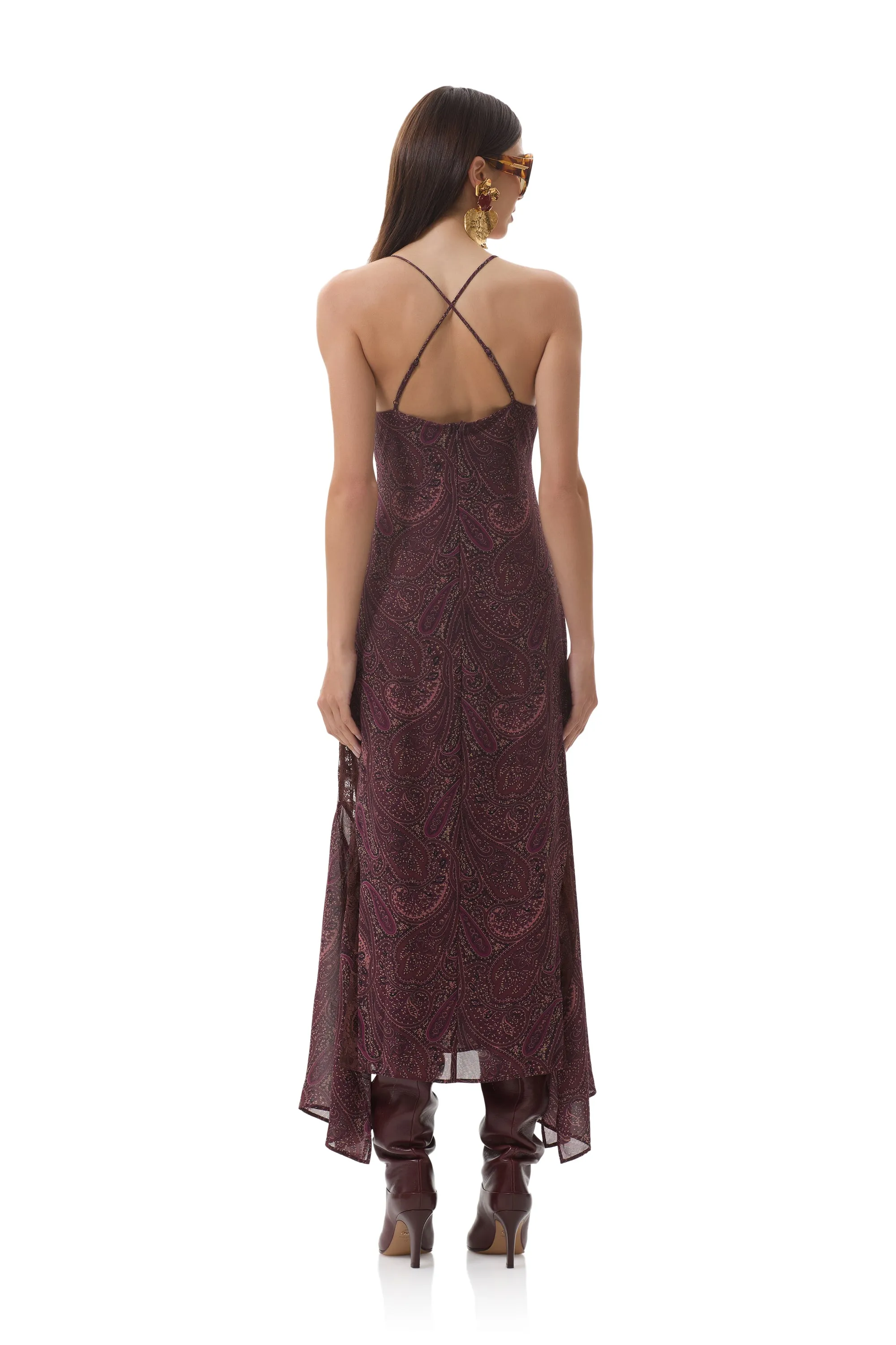 Edgy Layers All-Day Fit Christina Dress - Chocolate Paisley