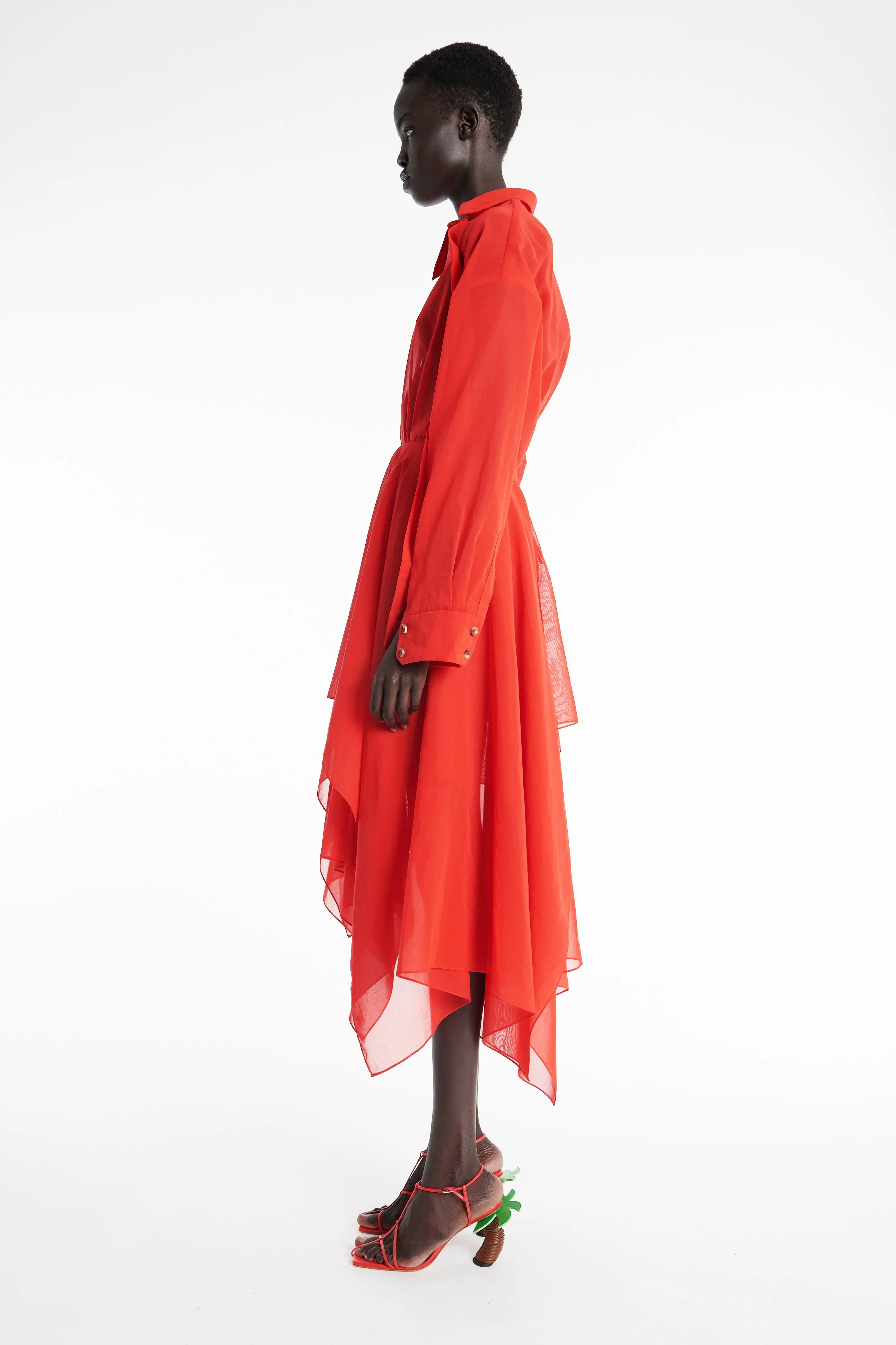 Organza Shirt Dress Red Light Comfort Urban Edge