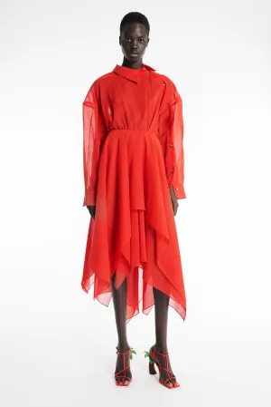 sweet moment Compact Fit Organza Shirt Dress Red