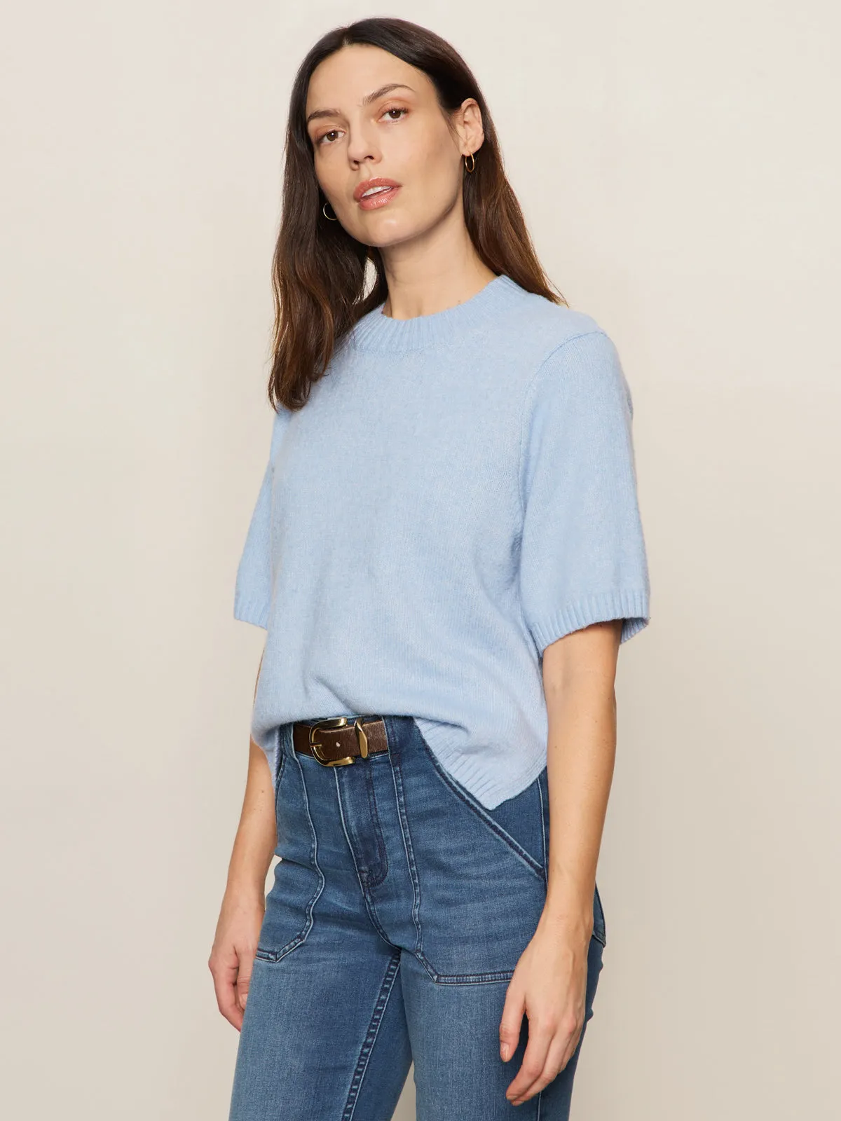 Perfect Sweater Tee Blue Powder Non Irritating Seams BreathableMeshPanels