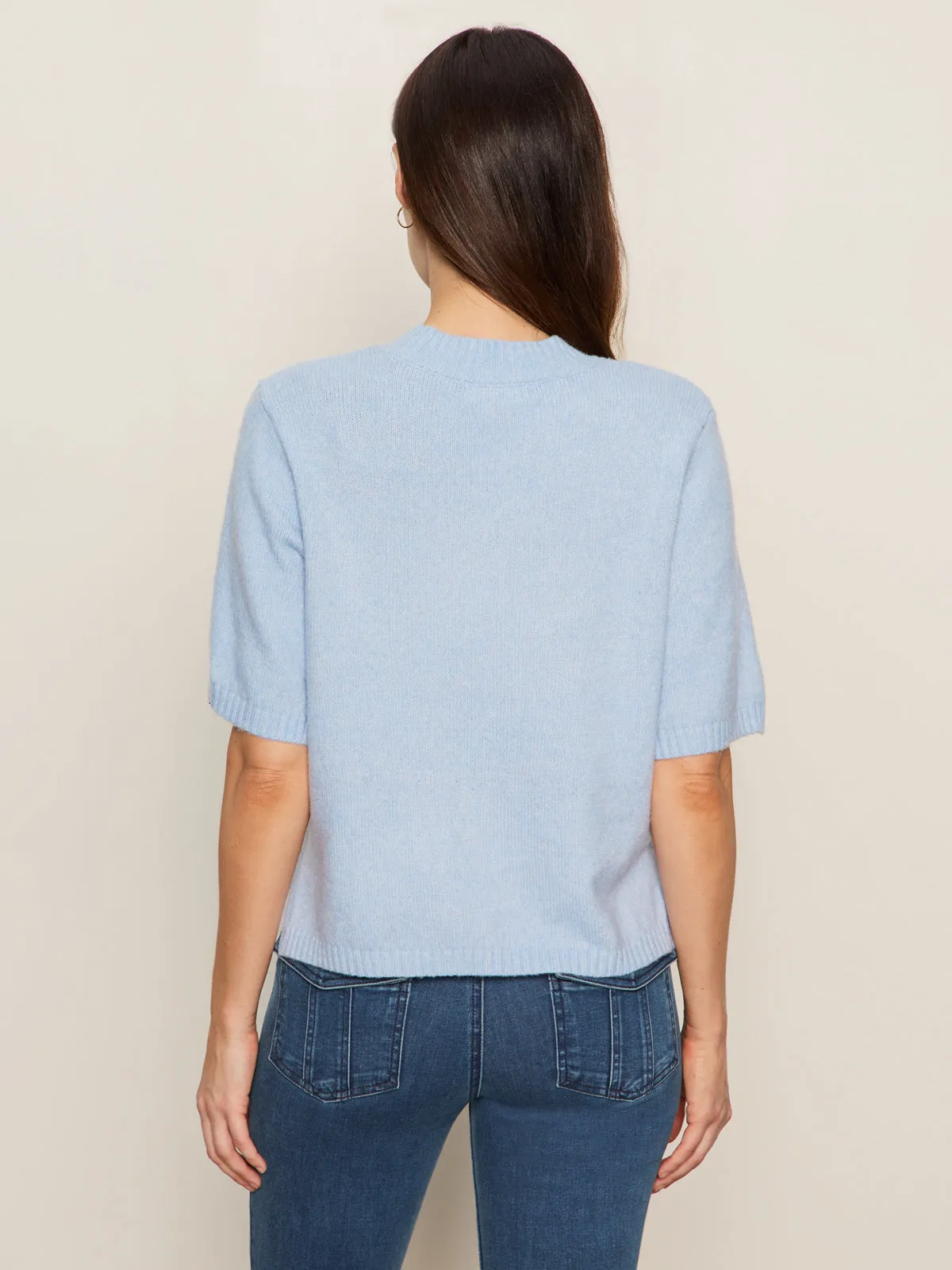 Petal Sleeve Architecture Perfect Sweater Tee Blue Powder