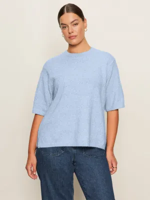 Odor Resistant Coating Non Restrictive Mobility Perfect Sweater Tee Blue Powder Extended Sizing