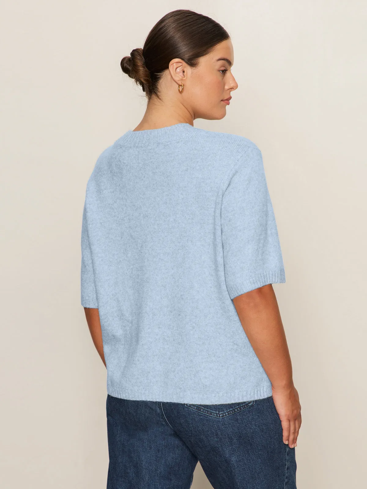 Perfect Sweater Tee Blue Powder Extended Sizing Breathable Construction
