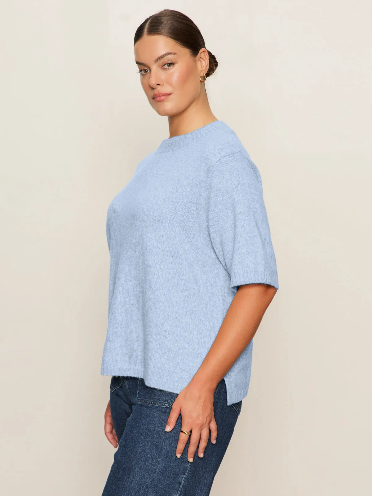 Perfect Sweater Tee Blue Powder Extended Sizing Professional Cut Hypoallergenic Textile