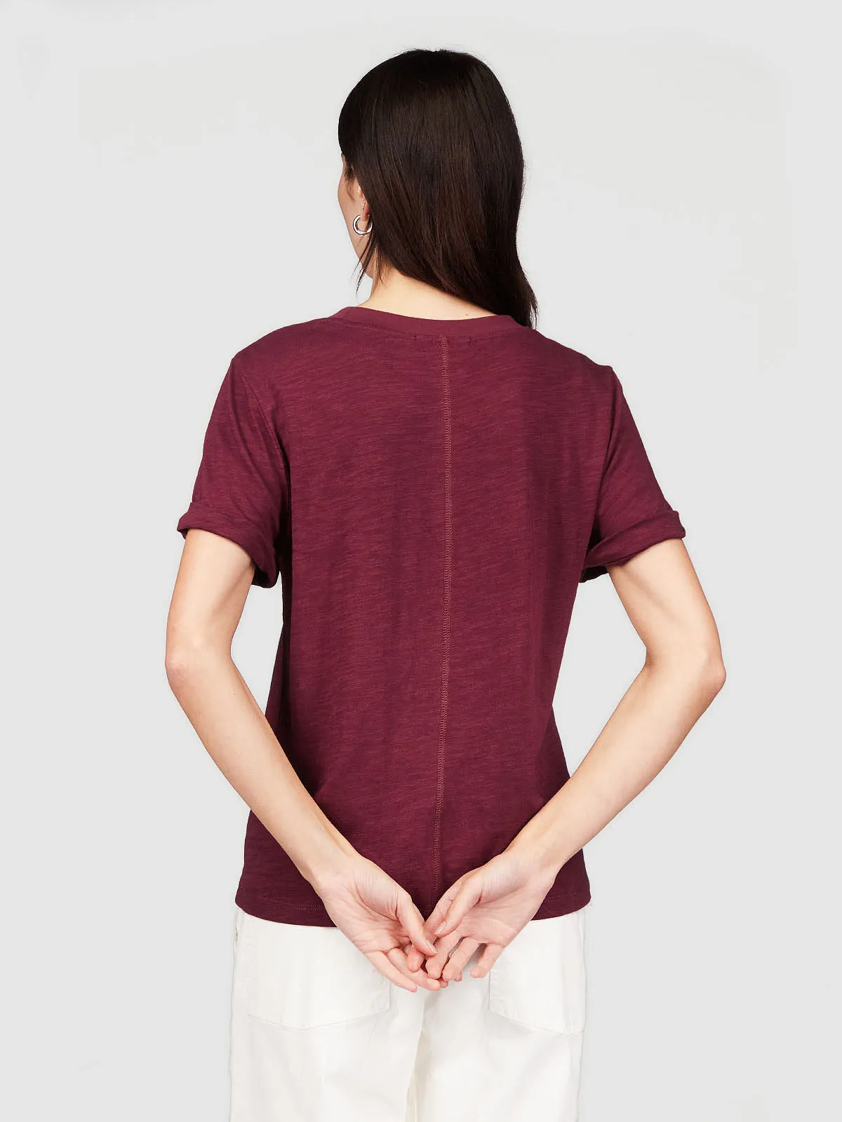 Layered Shoulder Design Casual Wear Perfect Tee Remix Night Berry