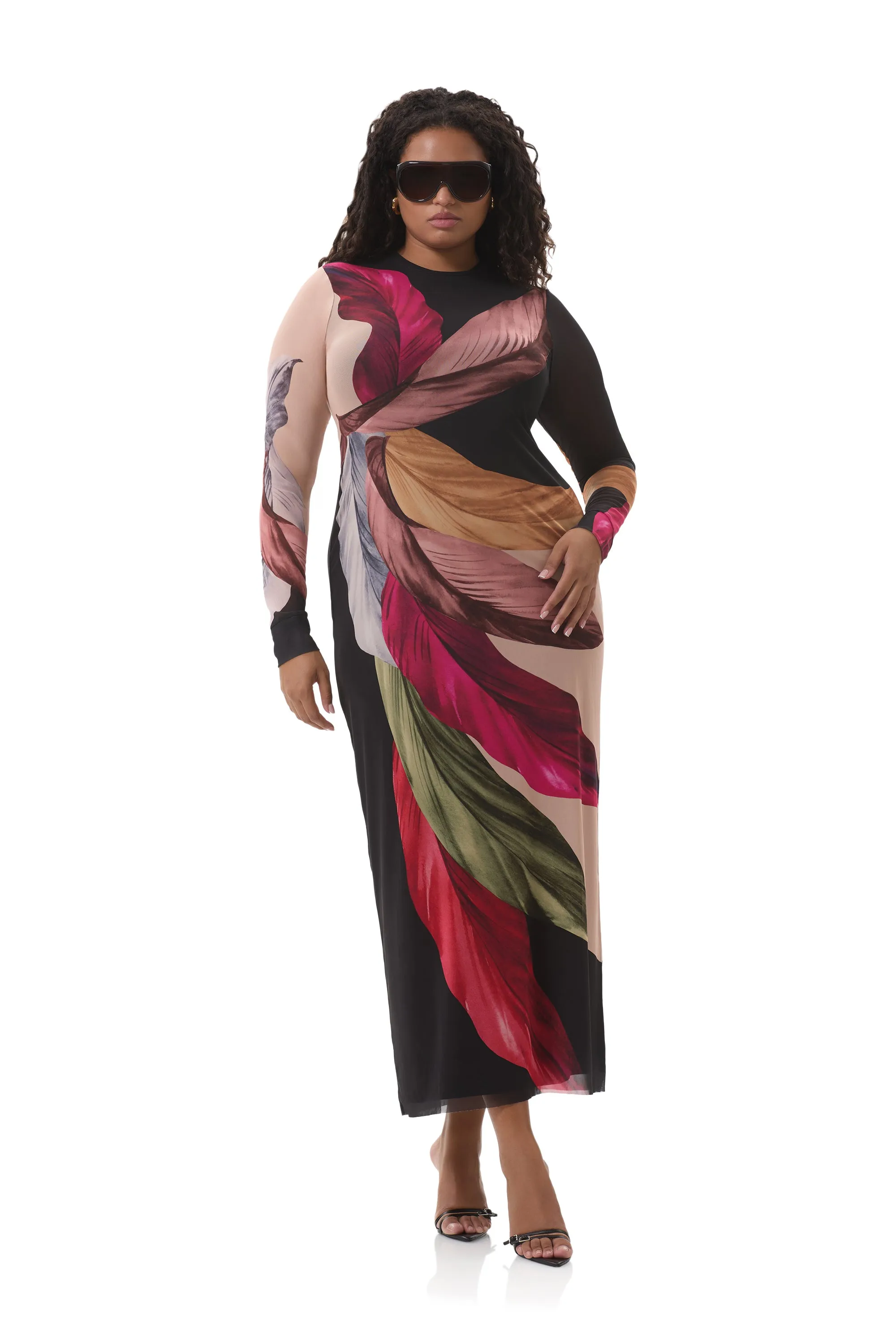 High-waisted evening piece Didi Dress - Feather Fan