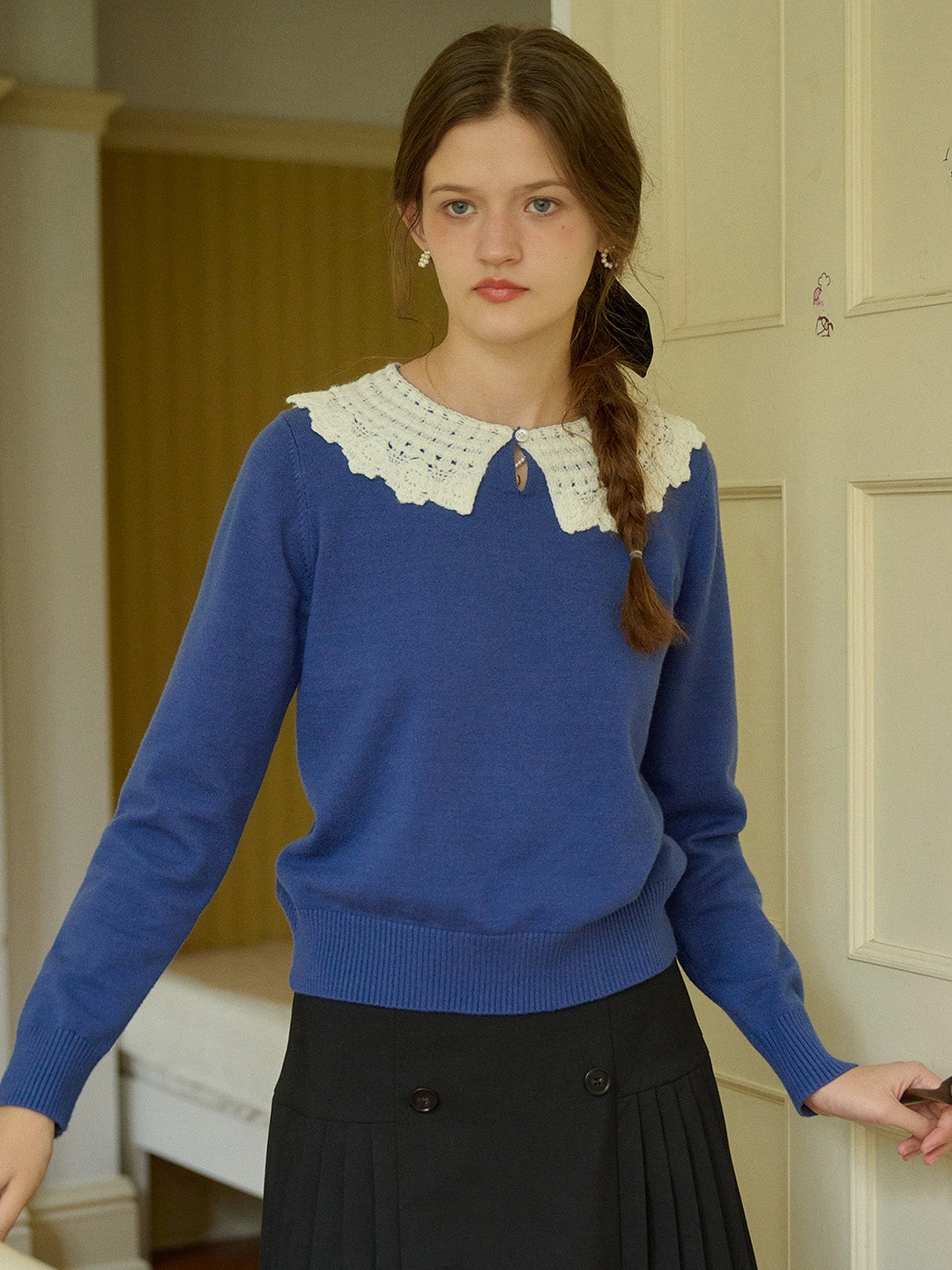 Temperature Regulating Temperature control ??Final Sale??Winnie Round Neck Blue Sweater