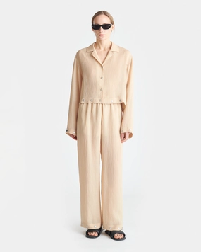 Brenda - Studded Gauze Pants - Wax Slim Profile