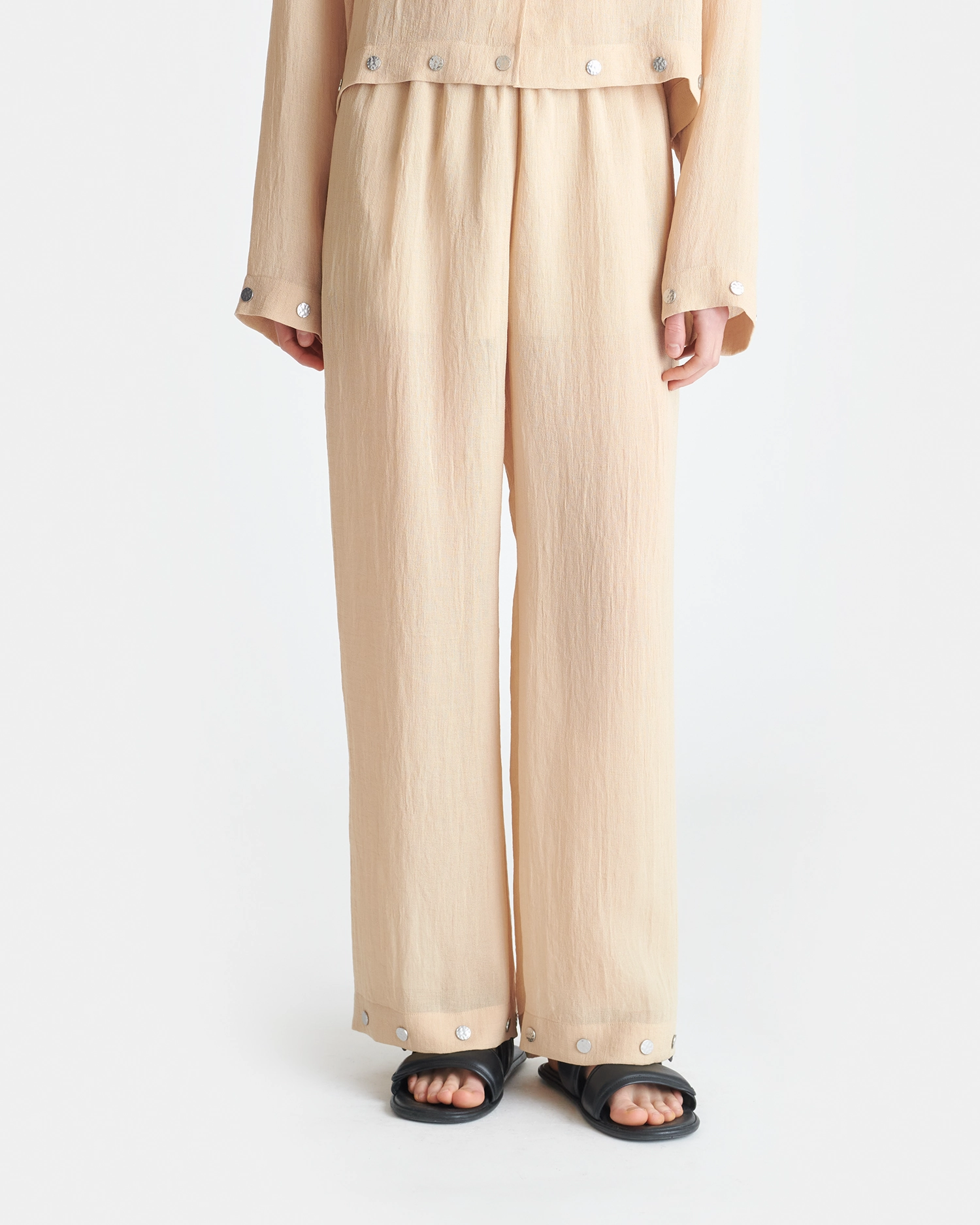 Brenda - Studded Gauze Pants - Wax Refined fit