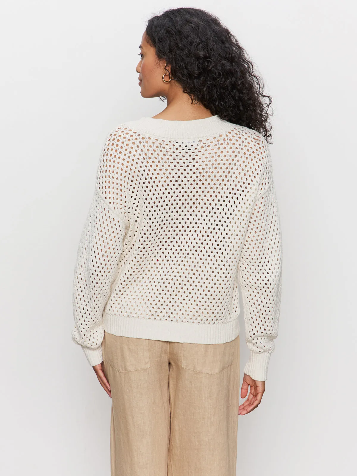 Airy Openwork Sweater Macrame HighThreadCount Comfortable texture