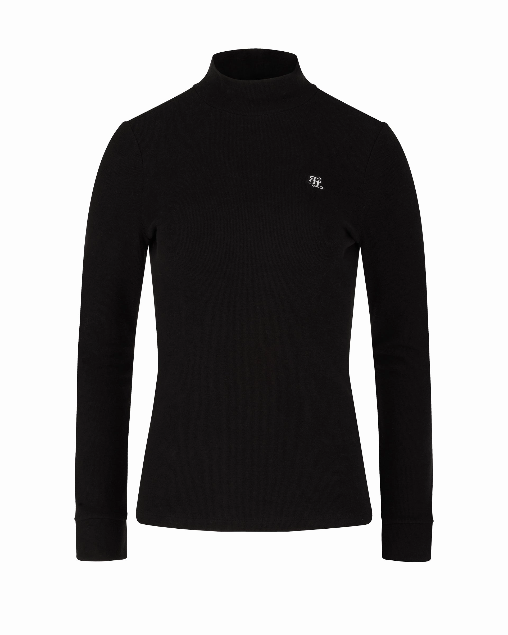 Fleeced high neck t-shirt - Black Reflective accents